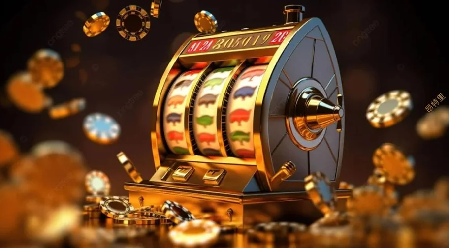 Layar slot digital dengan simbol permainan dan panel reels